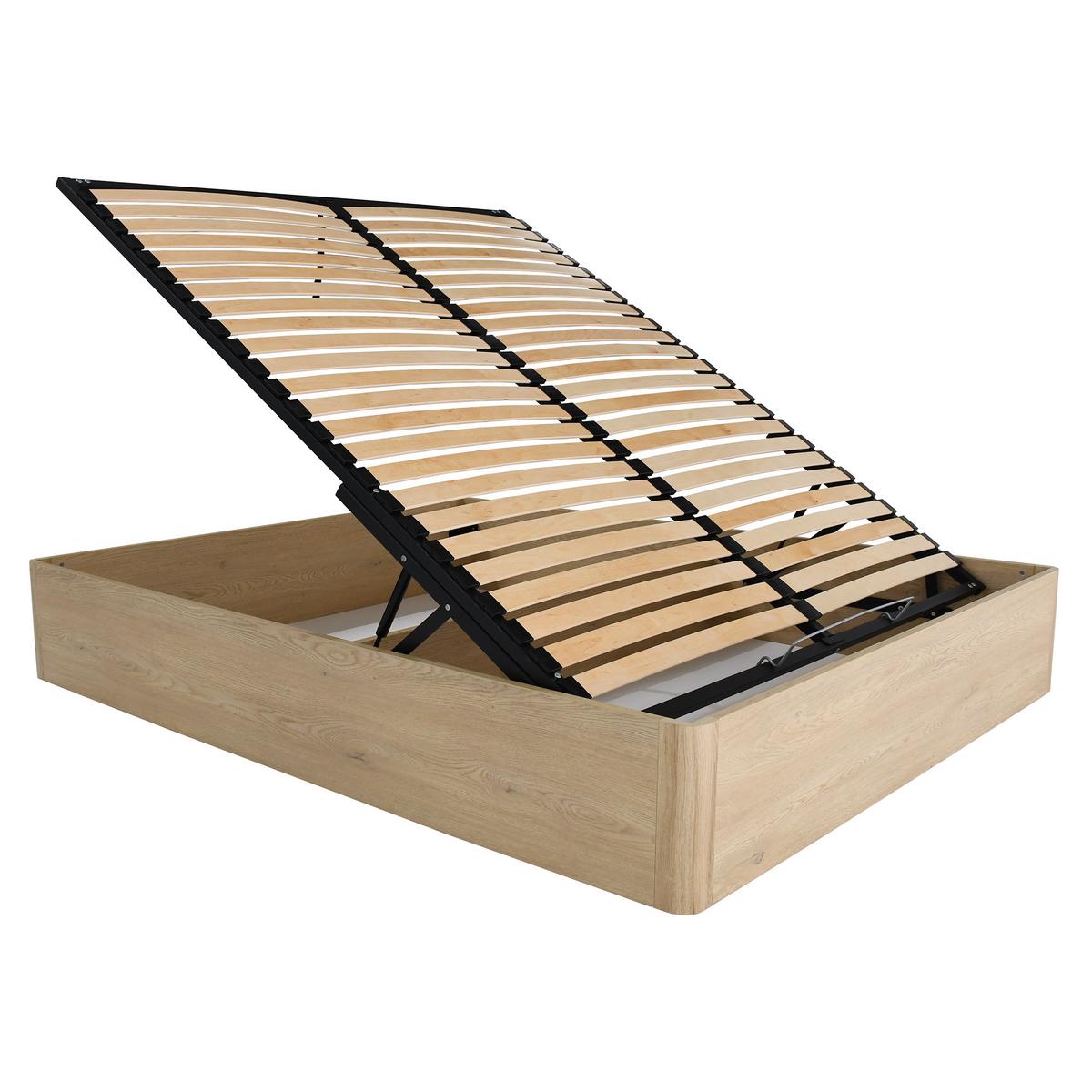 BETT Sara mit Bettkasten, ohne Kopfteil und Matratze, 140x200, Cremona Eiche - Eichefarben, Holzwerkstoff (140/200cm) - Beautysofa