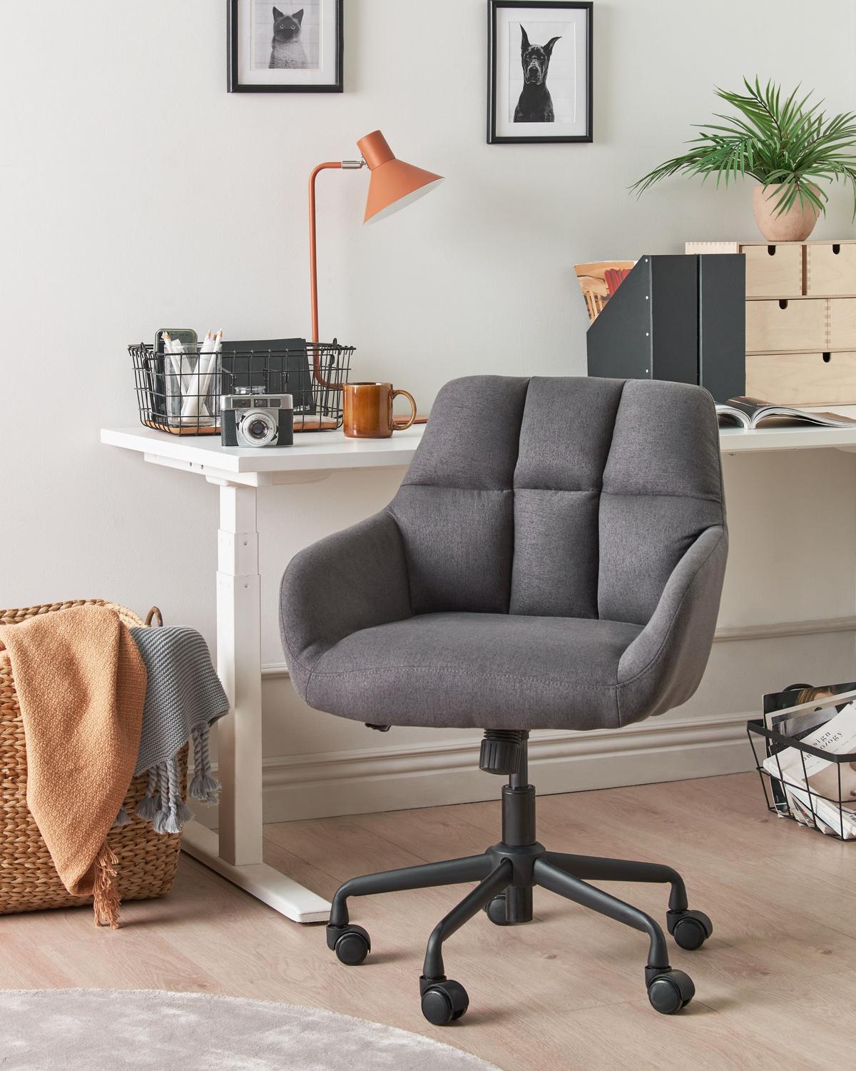 SCHREIBTISCHSTUHL Grau Palmdale - Grau, Textil (58/83/61cm) - Beliani