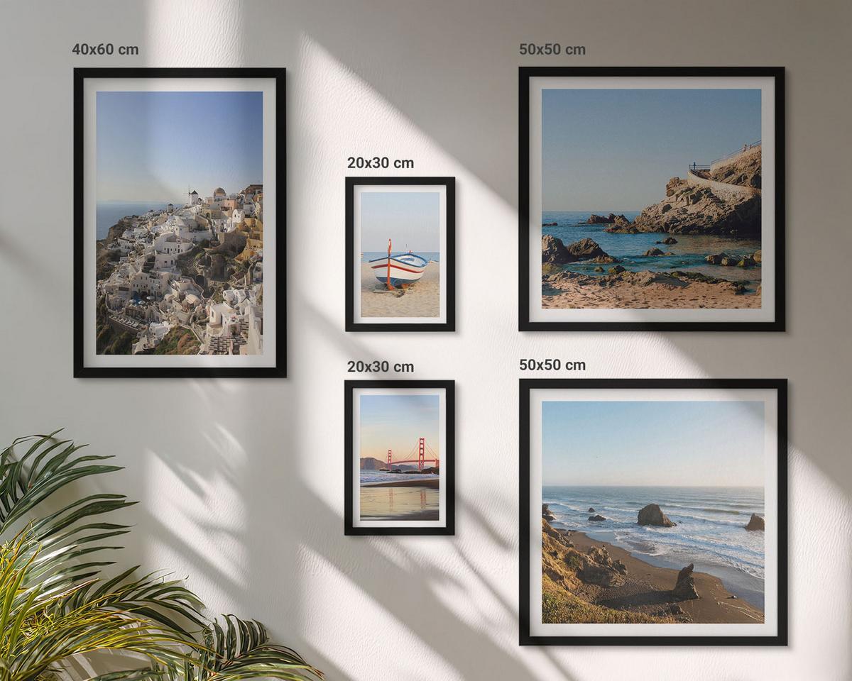 BILDER SET 5er Set - 50x50 cm & 20x30 cm & 40x60 cm Schwarzer Rahmen - Naturlandschaft der Bergseen - Schwarz, Kunststoff (40/60cm) - TULUP