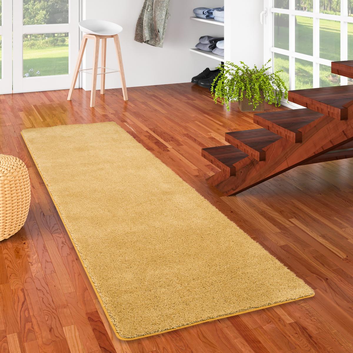 HOCHFLOR SHAGGY LÄUFER TEPPICH PALACE - Currygelb, Textil (80/160cm) - Snapstyle