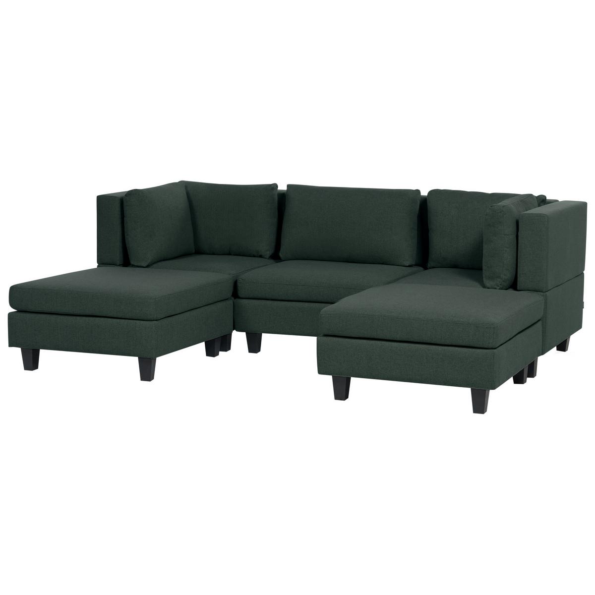 5-SITZER-MODULSOFA U-förmiges Dunkelgrün Stoff Unstad - Grün, Textil (228/72/76cm) - Beliani