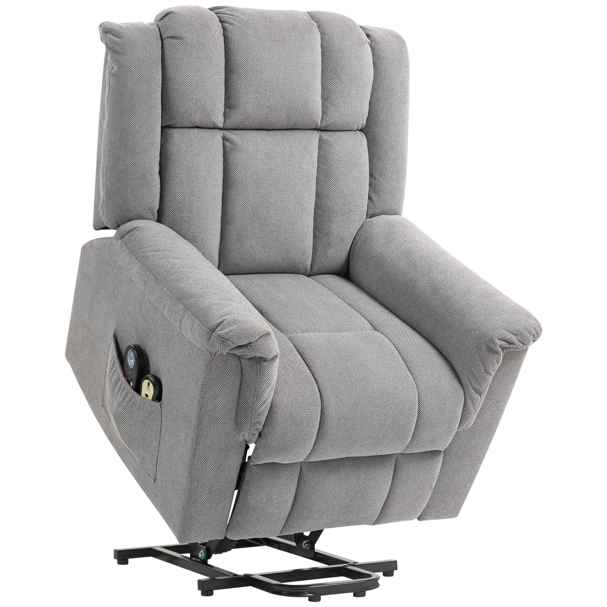 RELAXSESSEL Fernsehsessel Elektrisch Verstellbar Massagesessel mit Aufstehhilfe - Dunkelgrau, Textil (85/104/91cm) - HOMCOM