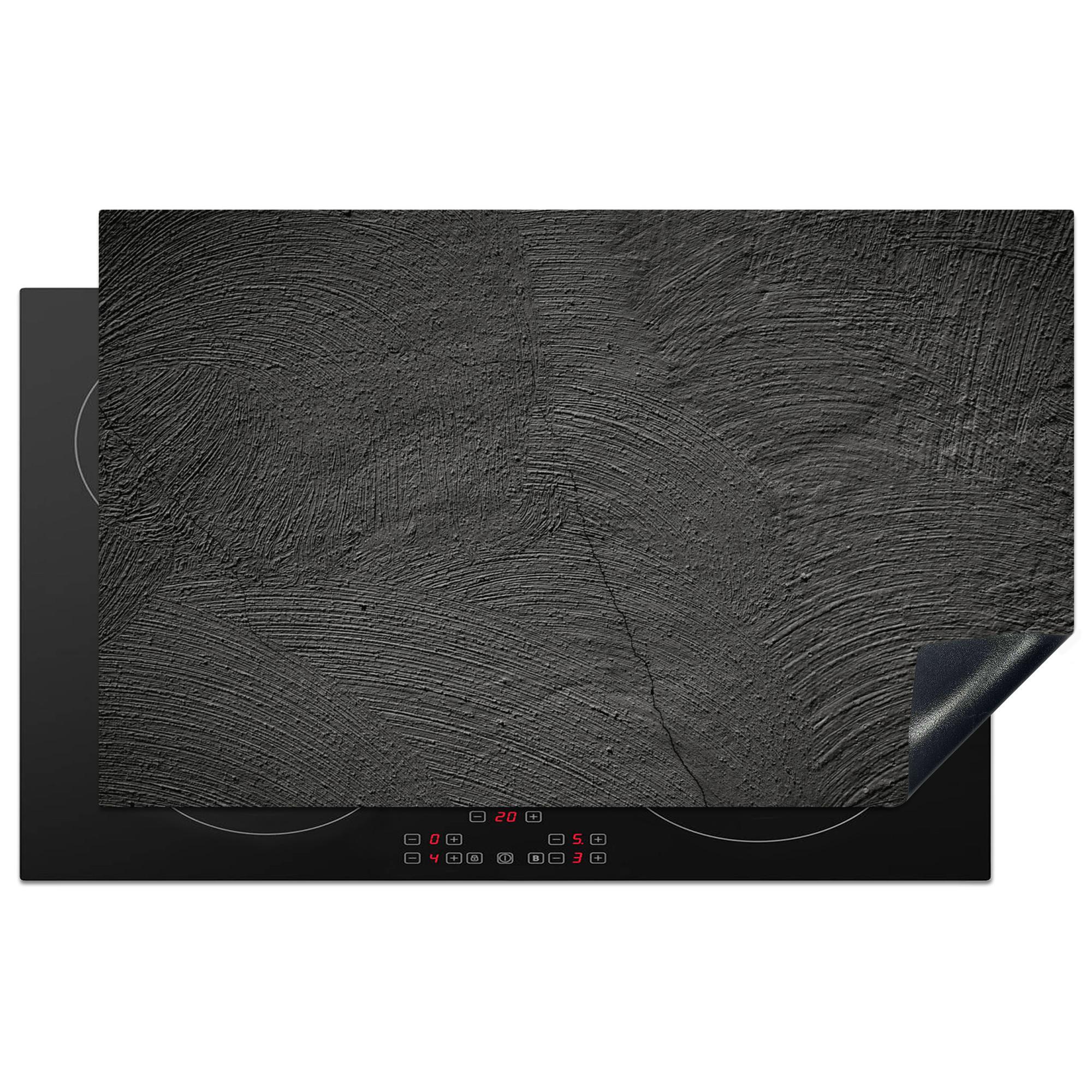 HERDABDECKPLATTE Beton - Schwarz - Industriell Induktionsmatte 83x51 cm - Anthrazit, Kunststoff (83/51.5/0.2cm) - MuchoWow