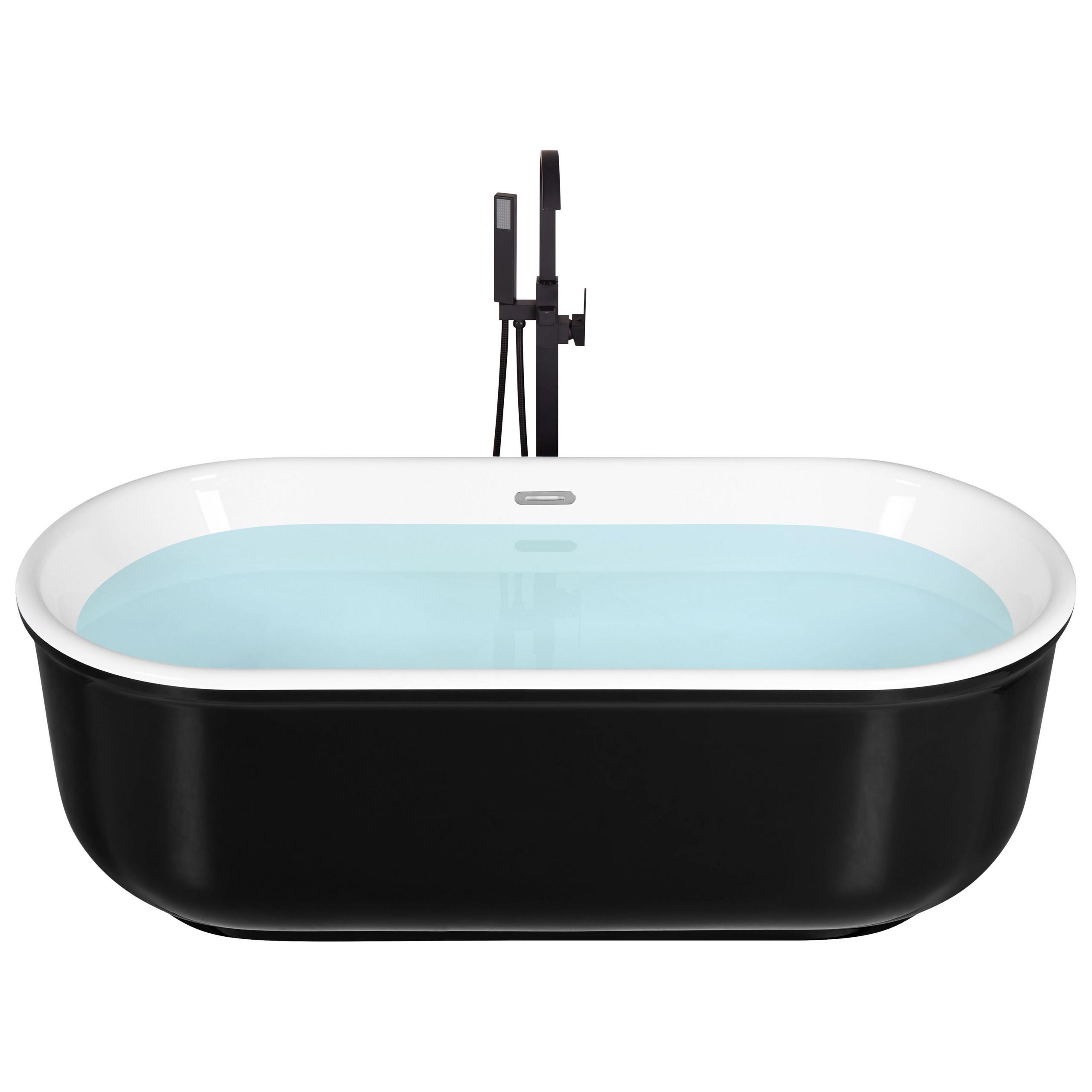 BADEWANNE FREISTEHEND 80x170x59 cm schwarz Pinel - Schwarz, Kunststoff (80/59/170cm) - Beliani