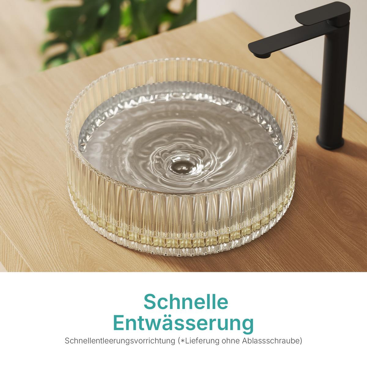 WASCHBECKEN Klarglasspüle Champagner Ø40 / 12 cm - Champagner, Glas (40/12/40cm) - EMKE