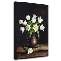 LEINWANDBILD Blumen 30x45cm - Weiß, Textil (30/45cm) - Feeby