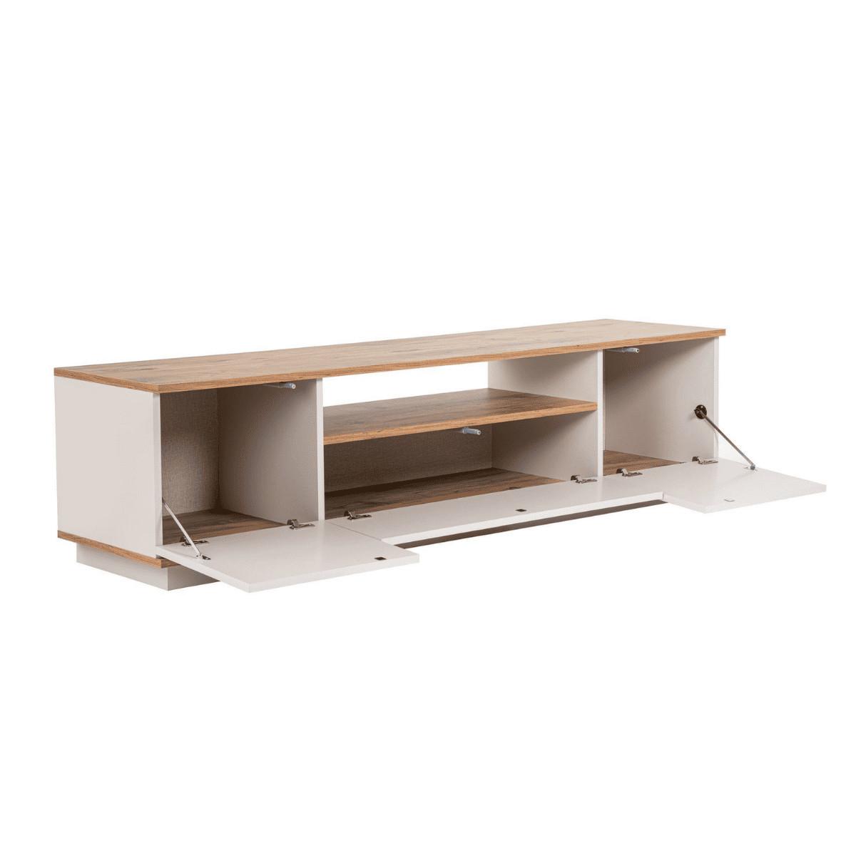 TV furniture with 3 folding doors and 1 niche, L180 cm - Kaschmir, Holzwerkstoff (44.5/44.6/12cm) - Calicosy