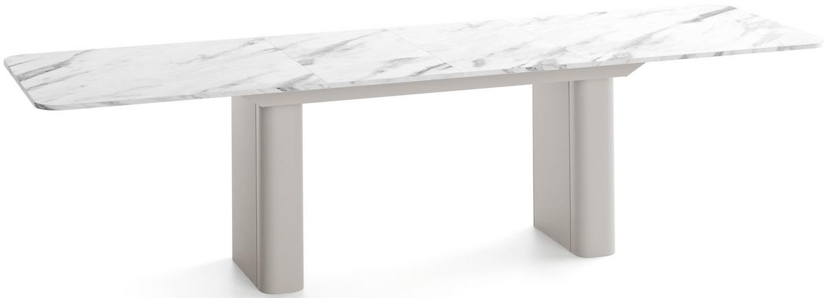 ESSTISCH Riven rechteckig ausziehbar verlängerbar mit Butterfly-Auszug, Marmor Weiß 180-276/90/76 cm - Ecru/Kaschmir, Holzwerkstoff/Metall (90/276/76cm) - WFL GROUP