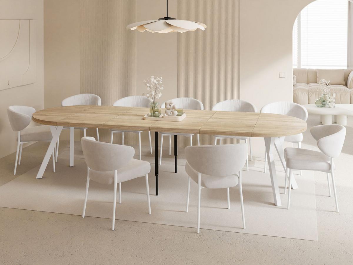 ESSTISCH Twixy XXL groß rund oval ausziehbar, Eiche Hell Braun 100-300/100/76 cm - Weiß/Sonoma Eiche, Holz/Holzwerkstoff (100/300/76cm) - WFL GROUP