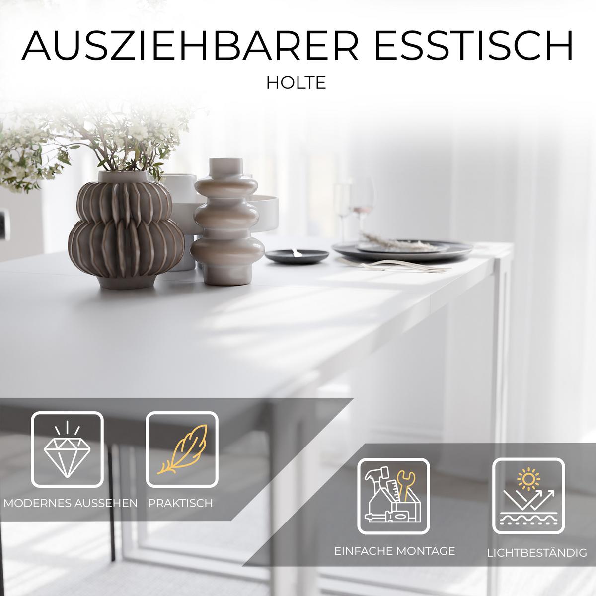TISCH ausziehbar aus MDF, Weiß - Weiß, Holzwerkstoff (120/80/76cm) - Idohome
