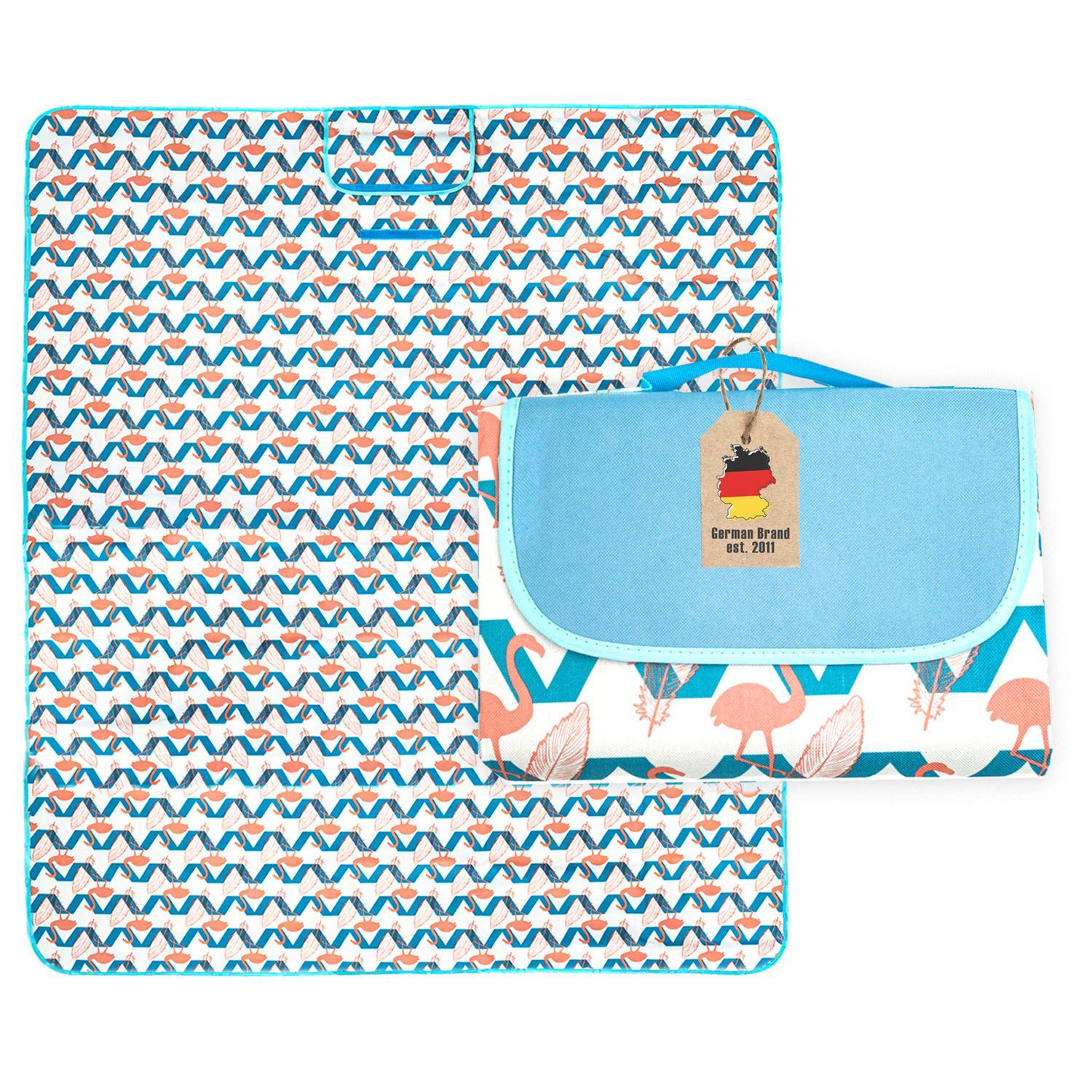 PICKNICKDECKE im Flamingo Design - Blau, Kunststoff (145/199cm)