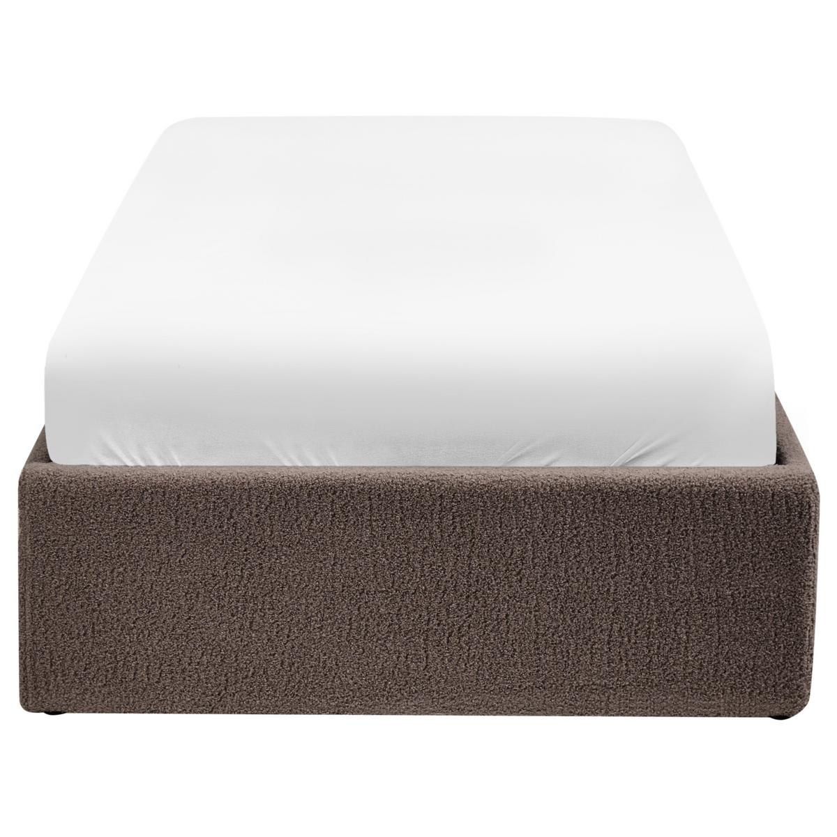 BETT mit Stauraum ohne Kopfteil 90/200 cm Bouclé Taupe Dinan - Taupe, Textil (90/200cm) - Beliani