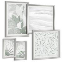 BILDER SET 5er Set - 50x50 cm & 20x30 cm & 40x60 cm Silberner Rahmen - Meeresarchitektur Griechenlands - Silberfarben, Kunststoff (40/60cm) - TULUP