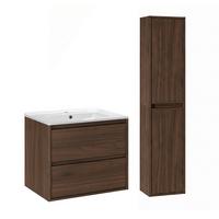 BADMÖBEL 61cm Edmé 2er-Set Dunkles Holz - Braun, Holzwerkstoff (61/52/46cm) - Petits-meubles
