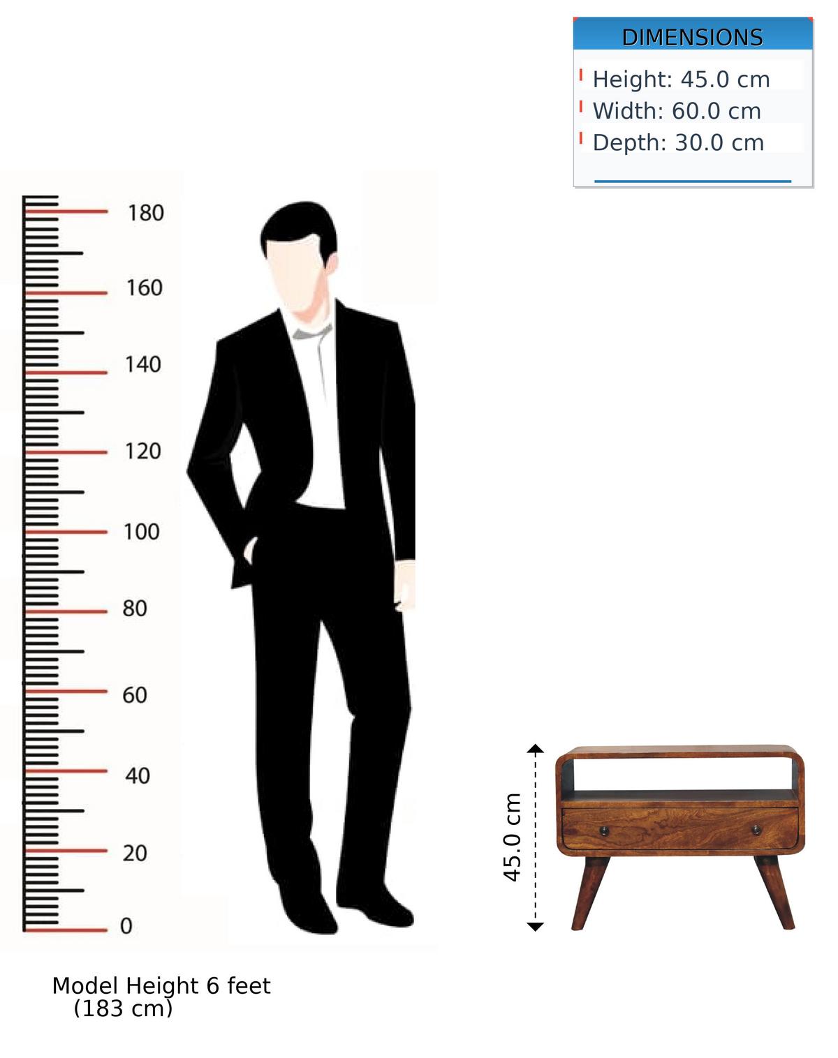MEDIENUNIT Mini mit gebogener Form, Braun - Messingfarben/Braun, Mangoholz/Holz (60/45/30cm) - Artisan Furniture