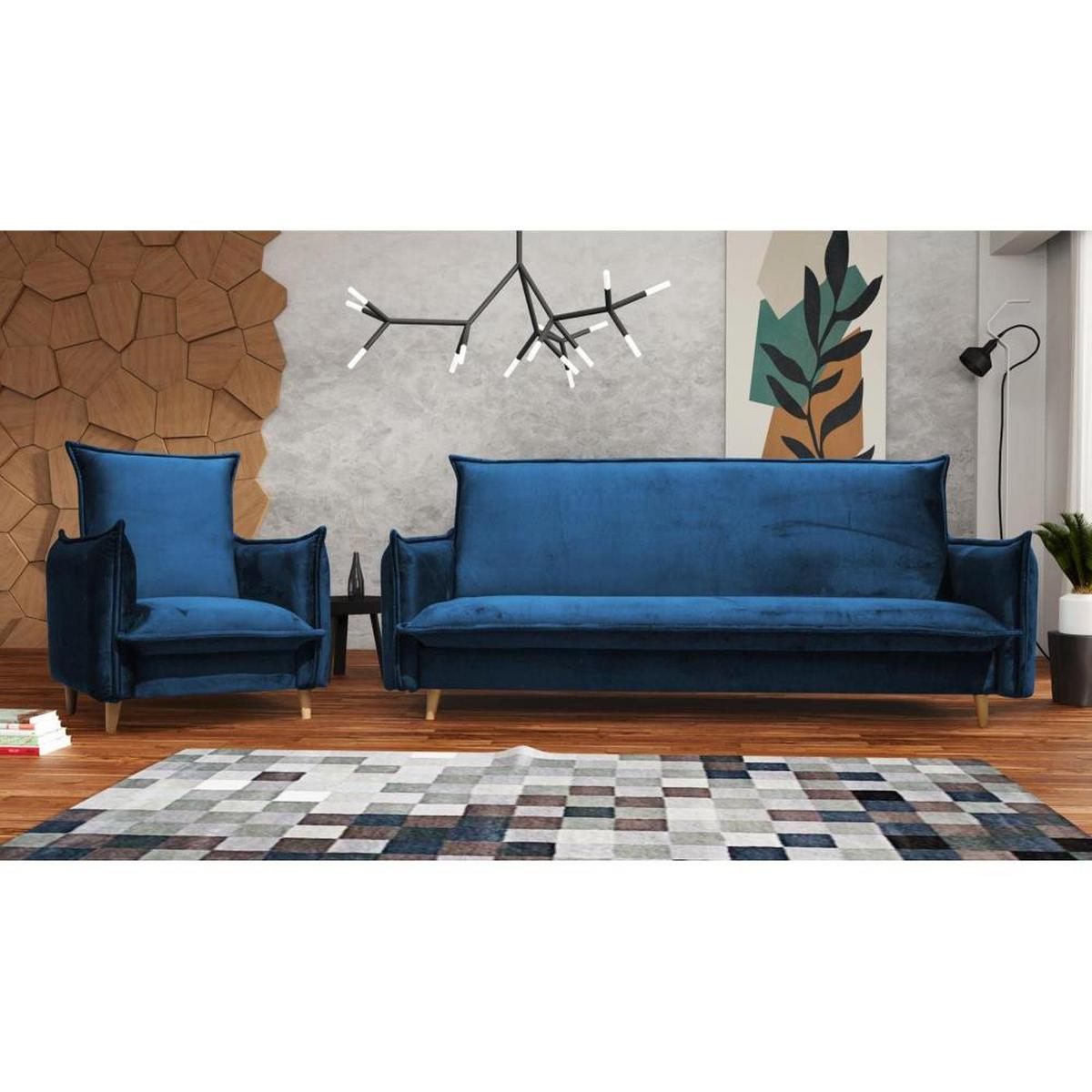 RELAXSESSEL Pillow dunkelblau mit Buchenbeinen - Buchefarben/Dunkelblau, Textil (84/95/88cm) - Beautysofa