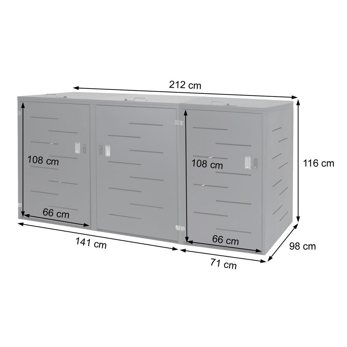 3ER-/6ER-MÜLLTONNENVERKLEIDUNG Silber - Silberfarben, Metall (212/116/98cm) - MCW