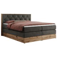 BOXSPRINGBETT VENETO KING 160/200 Dunkelgrau Velvet - H4 - Dunkelgrau, Holz/Textil (160/200cm) - MKS