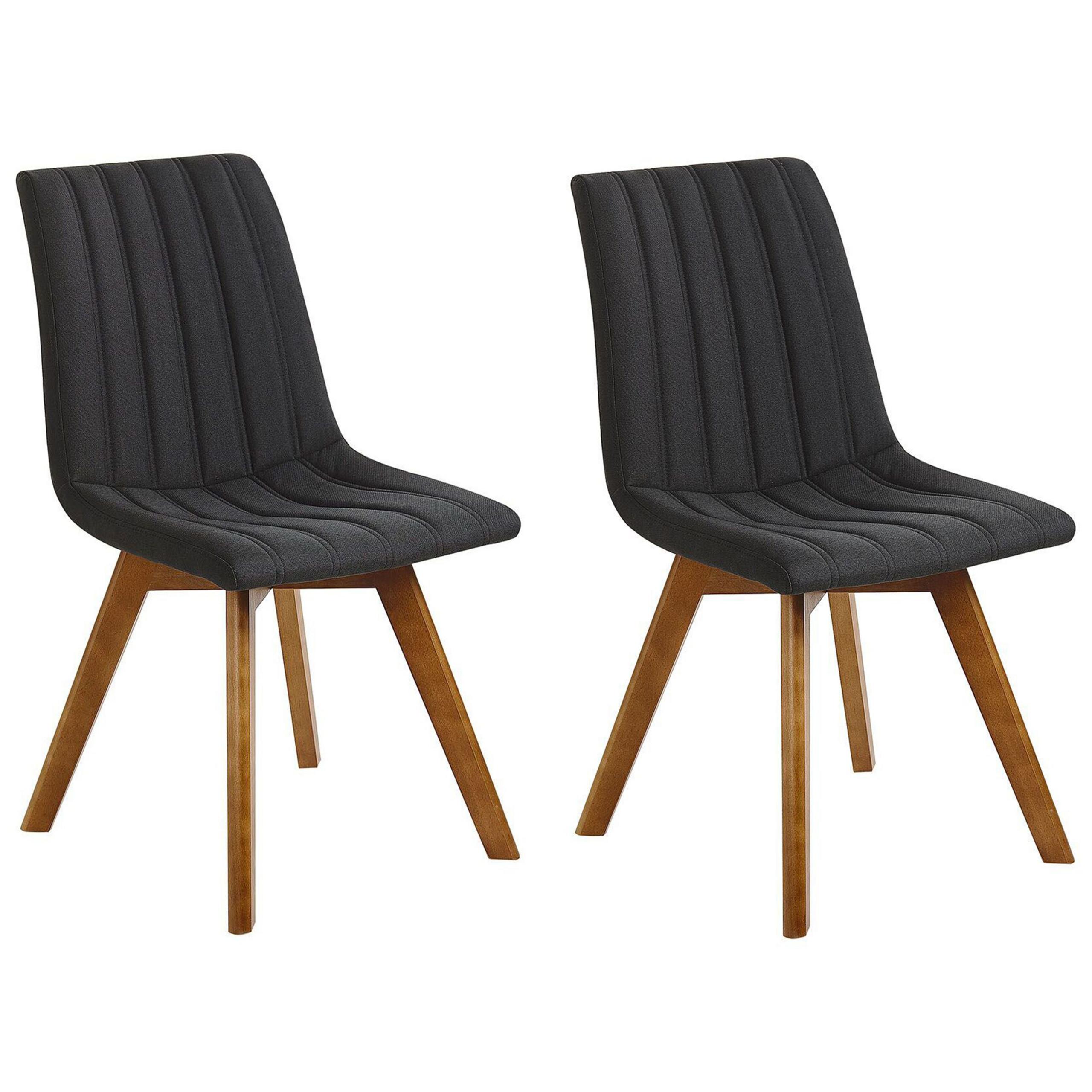 ESSZIMMERSTUHL 2er-Set Polsterbezug Schwarz Calgary - Schwarz, Holz/Textil (45/84/53cm) - Beliani