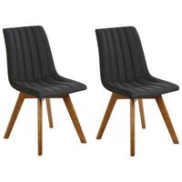 ESSZIMMERSTUHL 2er-Set Polsterbezug Schwarz Calgary - Schwarz, Holz/Textil (45/84/53cm) - Beliani