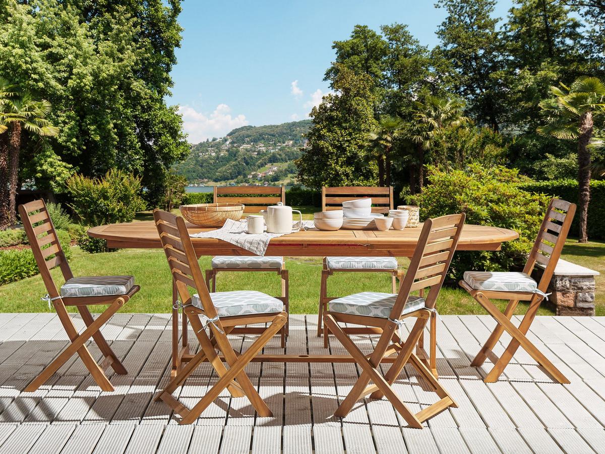 GARTENSTUHLKISSEN 6er-Set Mintgrün 39/31 cm Tolve - Weiß/Mintgrün, Textil (39/5/31cm) - Beliani
