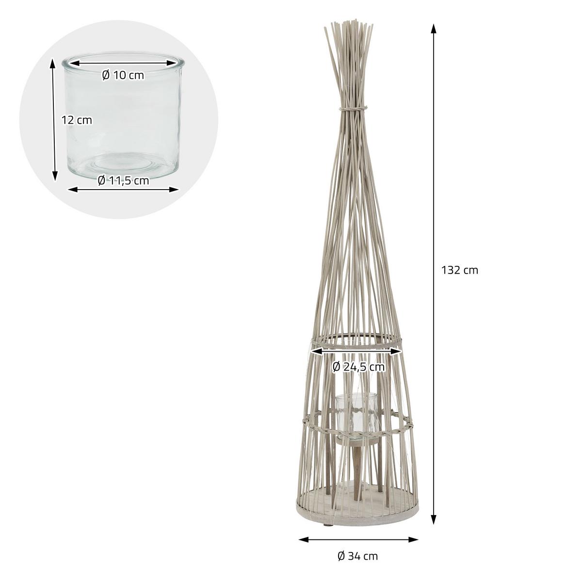 BAMBUS LATERNE H: 132 cm Holzfarbe Boho Stil - Naturfarben, Holz (34/132/34cm) - ECD-Germany