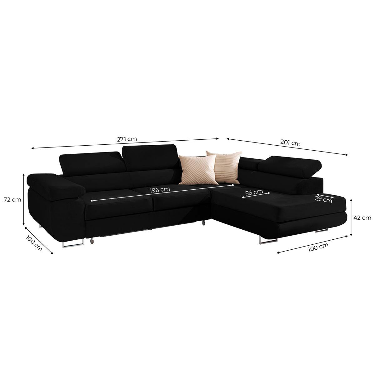 ECKSOFA Wilson 4 Sitzplätze Schwarz - Schwarz, Textil (271/201cm) - Petits-meubles