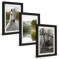 BILDER SET 3er Set - 20x30 cm Schwarzer Rahmen - Natur des Flusses White Horses - Schwarz, Kunststoff (20/30cm) - TULUP