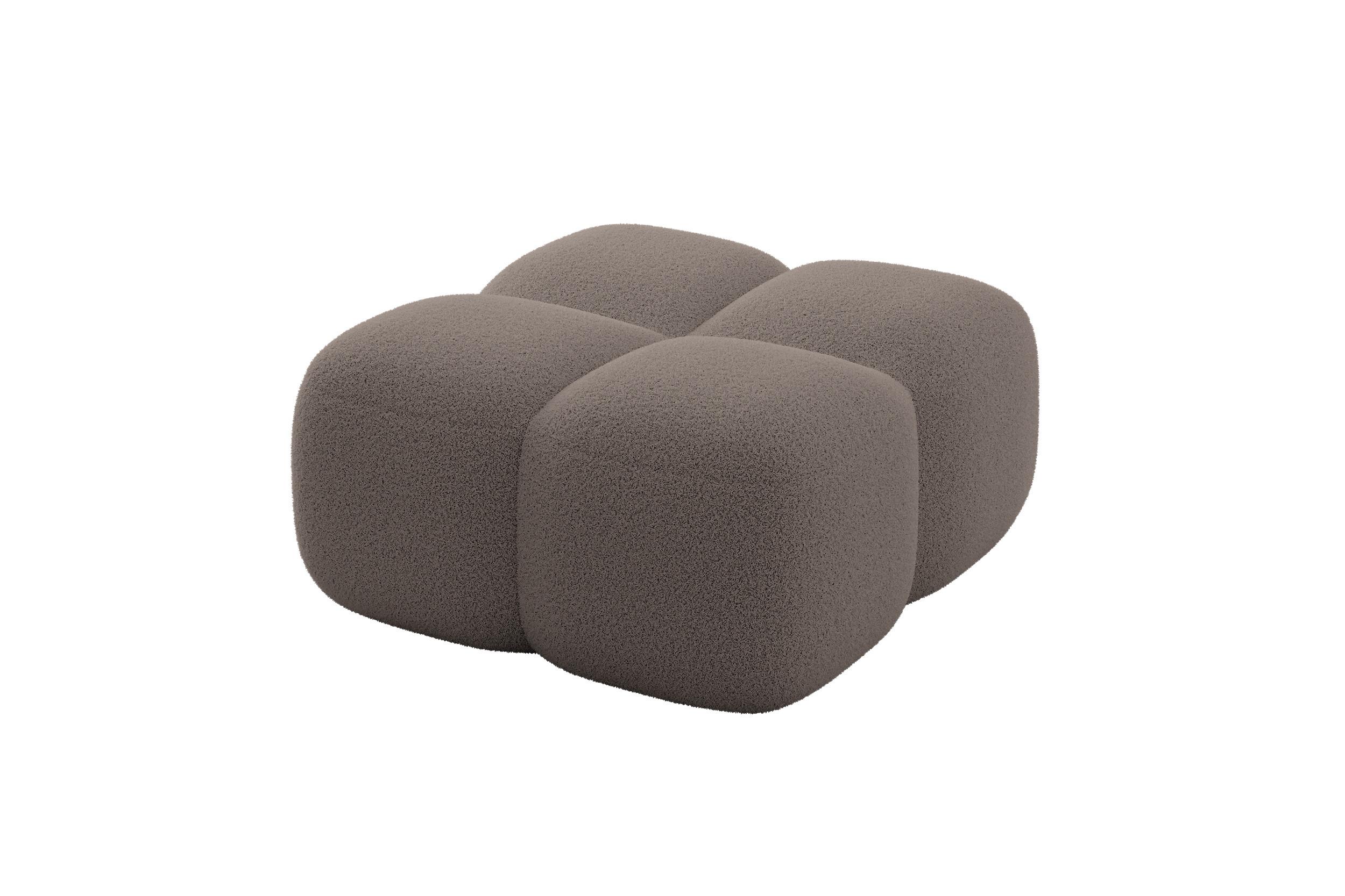 POUF Miko-Puf 90x90x45 cm Braun Bouclé Modular Sitzhocker - Dunkelbraun/Schwarz, Holzwerkstoff/Kunststoff (90/43/90cm) - ALTDECOR