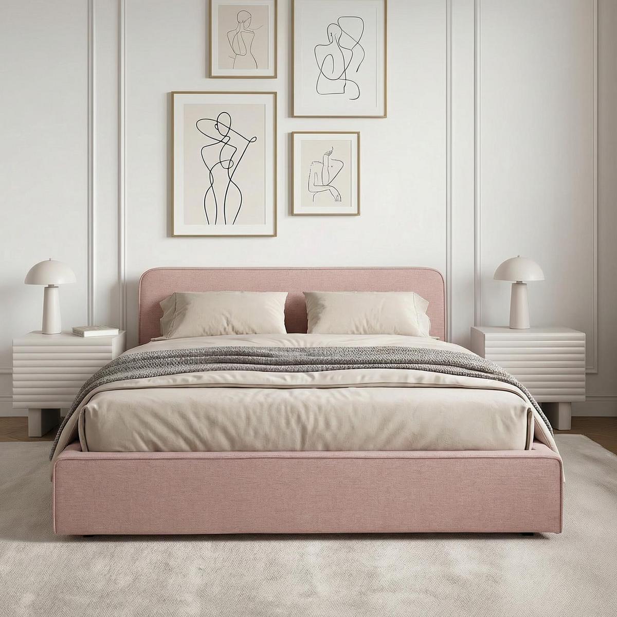 POLSTERBETT MARINI 140X200 CM - Altrosa, Textil (140/200cm) - IDIMEX