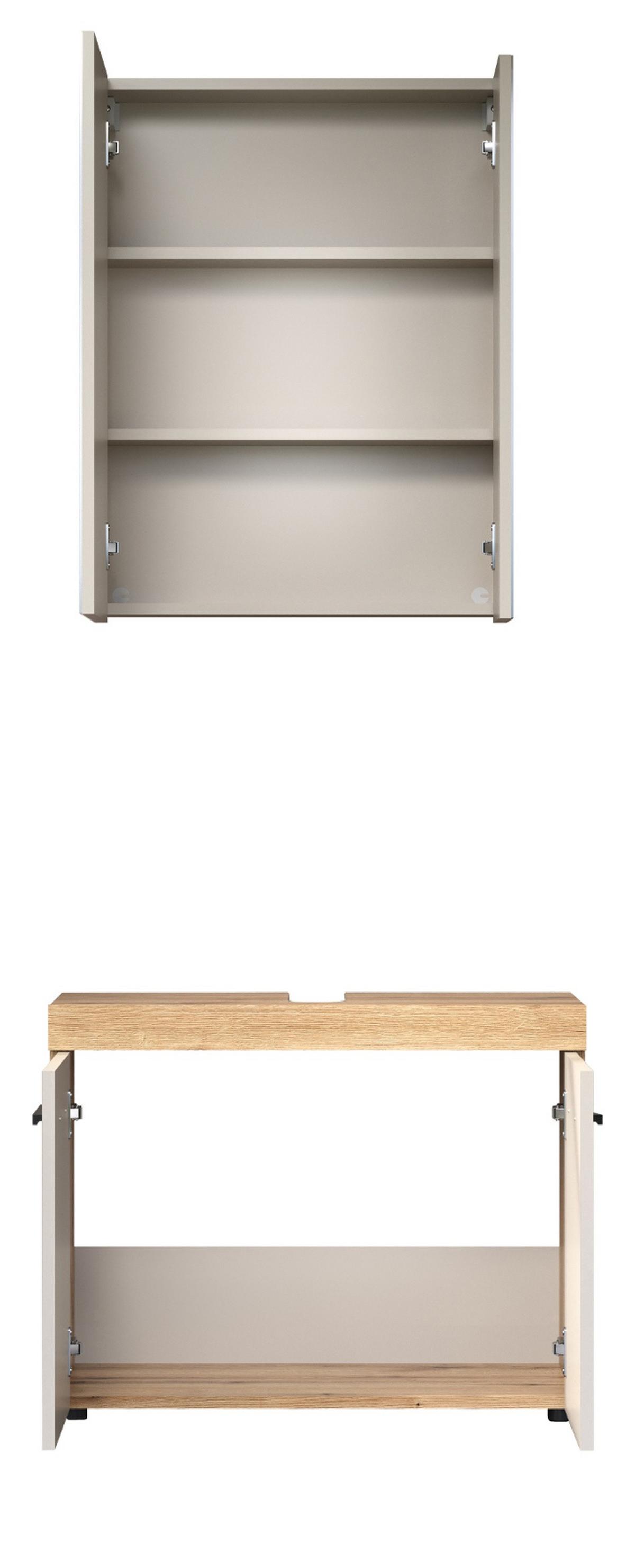 BADMÖBEL-SET Kaschmir, Evoke Eiche 2-teilig 72 x 184 cm, Badkombination in modernem Design - Kaschmir/Eichefarben, Glas/Holzwerkstoff (72/184/34cm) - Top.Furn