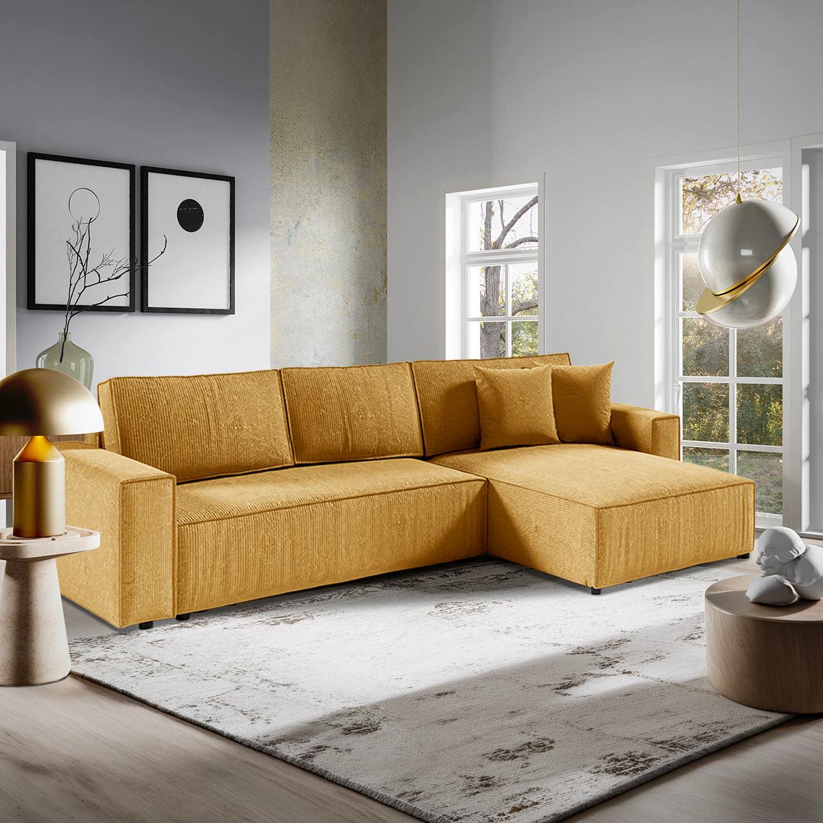 ECKSOFA Isaac 4 Sitzplätze Gelb - Gelb, Holzwerkstoff (294/185cm) - Petits-meubles
