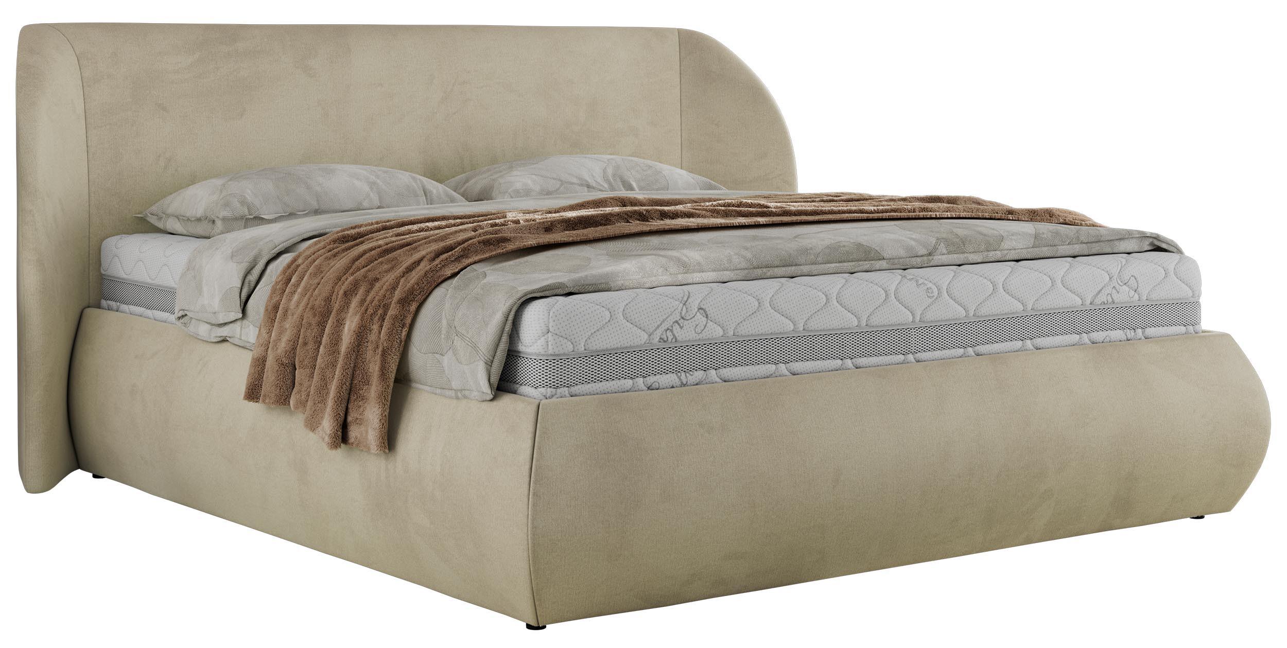 POLSTERBETT CAELA CLASSIC 140/200 - Beige Velvet - Schaum-Matratze - Beige, Textil (140/200cm) - MKS