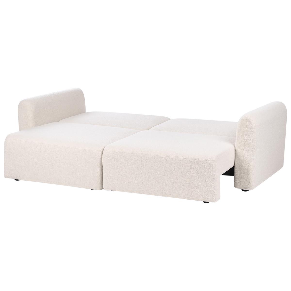 SCHLAFSOFA 3-Sitzer Bouclé Hellbeige mit Stauraum Vaxholm - Beige, Textil (232/86/87cm) - Beliani