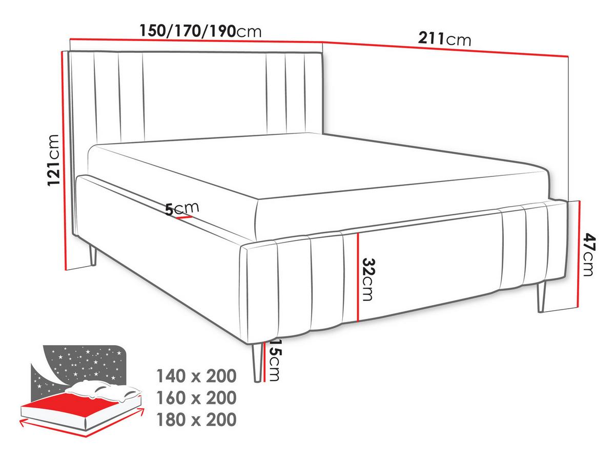 POLSTERBETT Ribo Leg - Dunkelgrau/Schwarz, Holz/Textil (140/200cm) - MIRJAN24