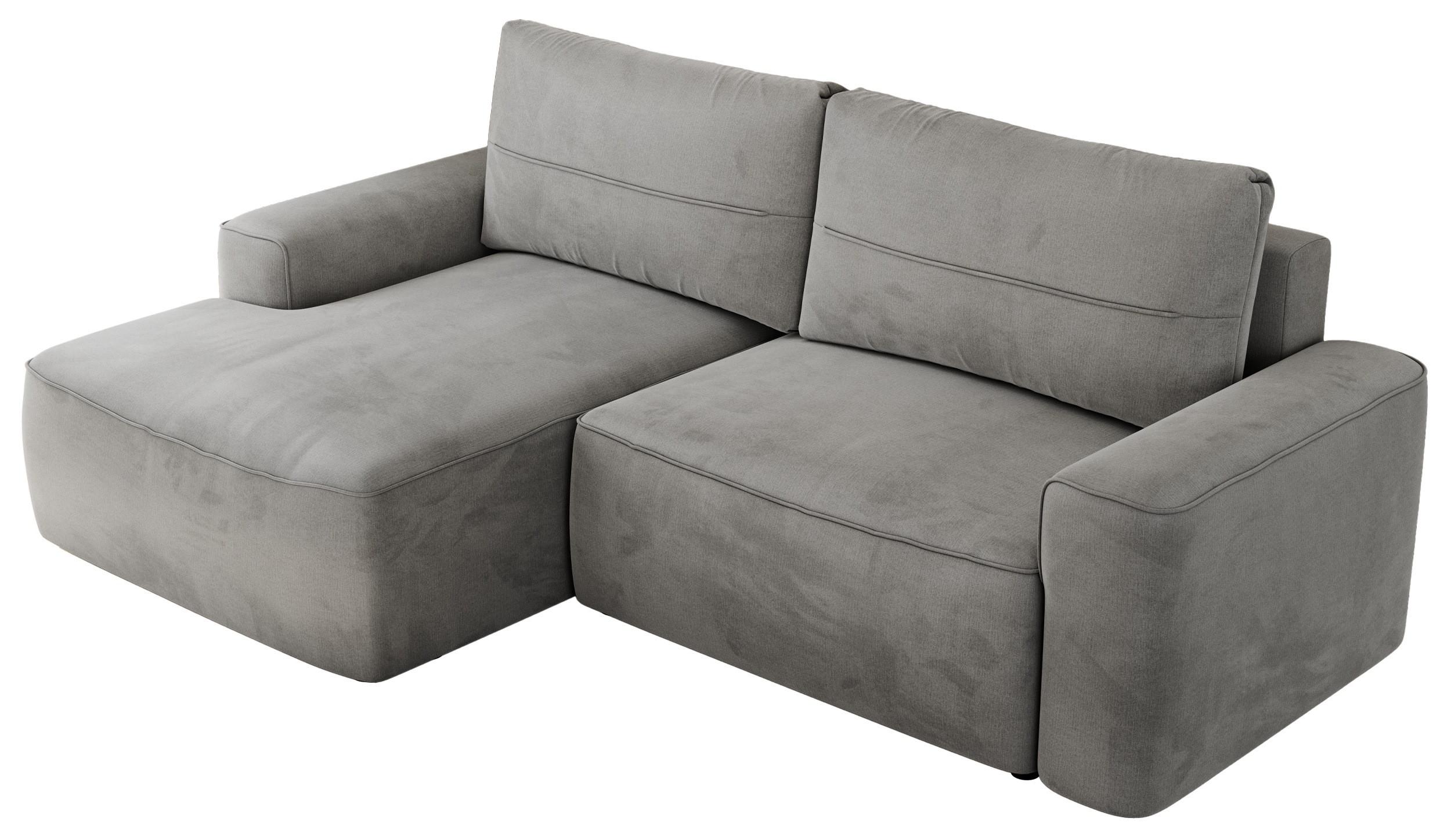 ECKSOFA BELLUNO L Hellgrau Velvet - Links - Hellgrau/Schwarz, Textil (144/233cm) - MKS