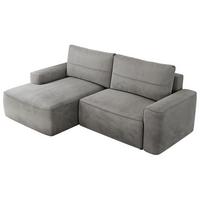 ECKSOFA BELLUNO L Hellgrau Velvet - Links - Hellgrau/Schwarz, Textil (144/233cm) - MKS