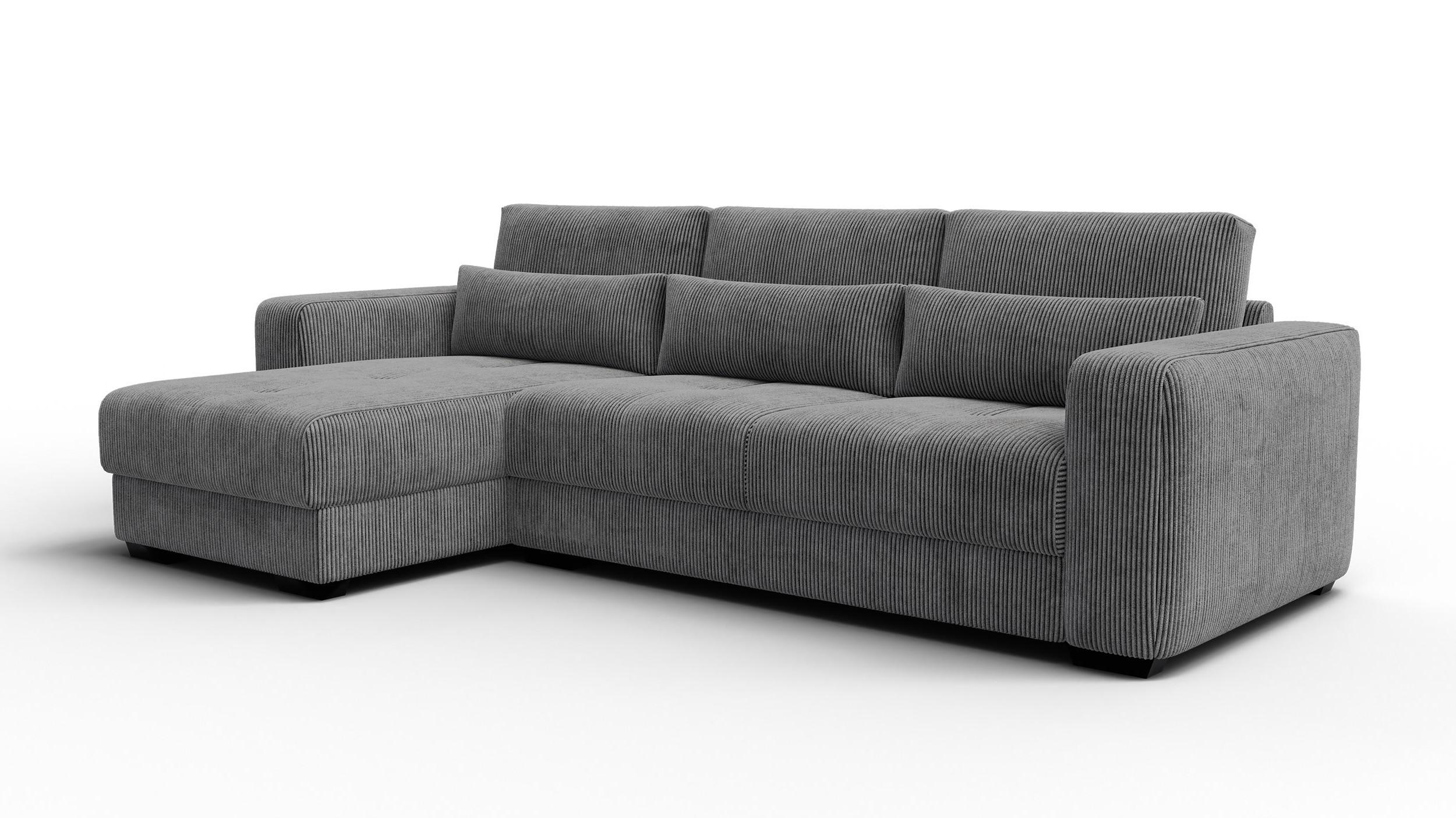 ECKSOFA OLI 4-Sitzer links, dunkelgrau - Dunkelgrau, Holz/Textil (295/172cm) - Wozimo