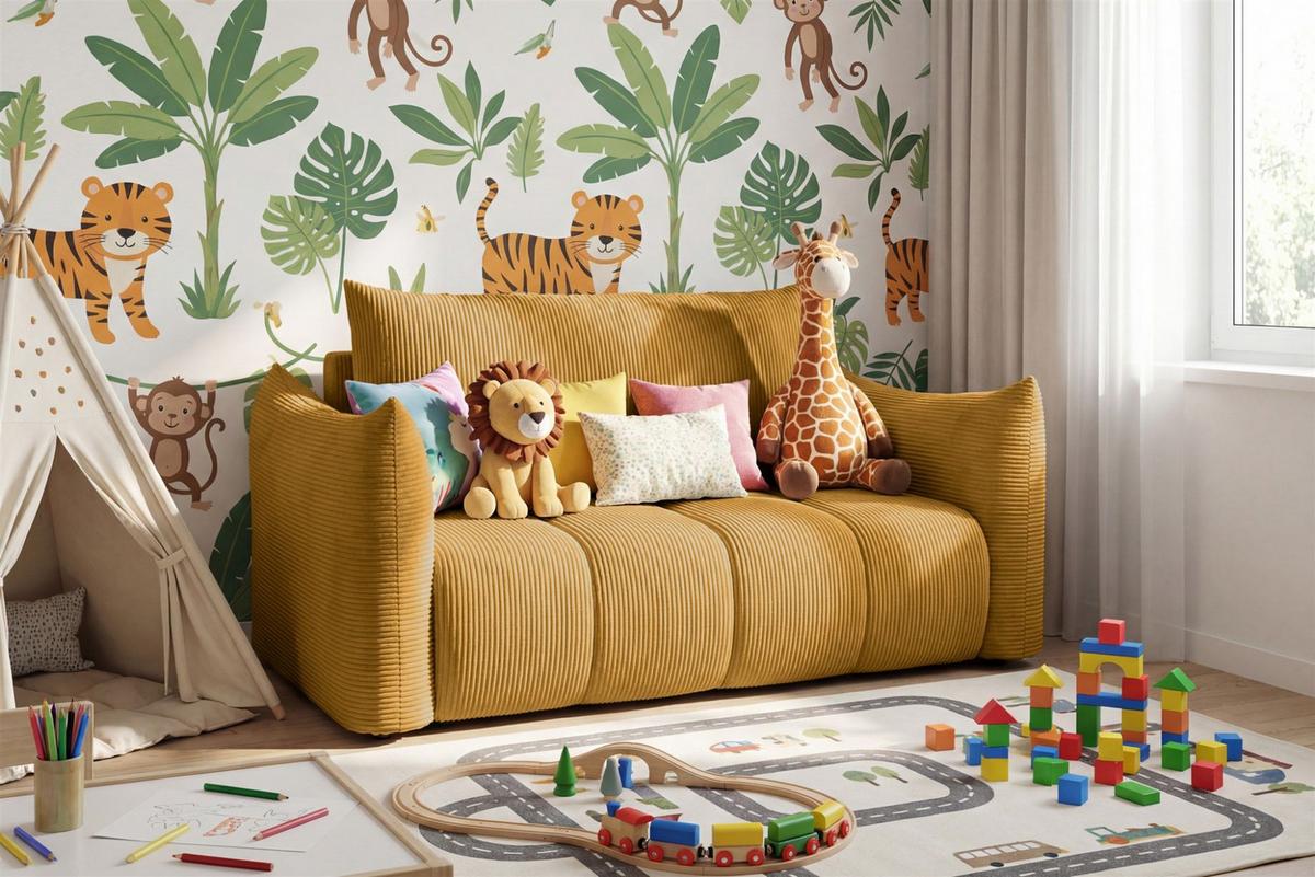 SOFA 2er-sitzer Ontario Mit Liegefunktion - Gelb, Holzwerkstoff/Textil (162/86/101cm) - Fun Möbel