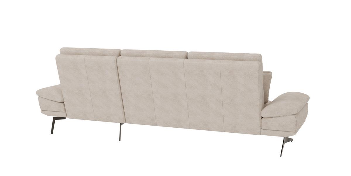 ECKSOFA Loris Beige Samt - Ottomane rechts - Beige/Schwarz, Holz/Textil (294/175cm) - S-Style Möbel