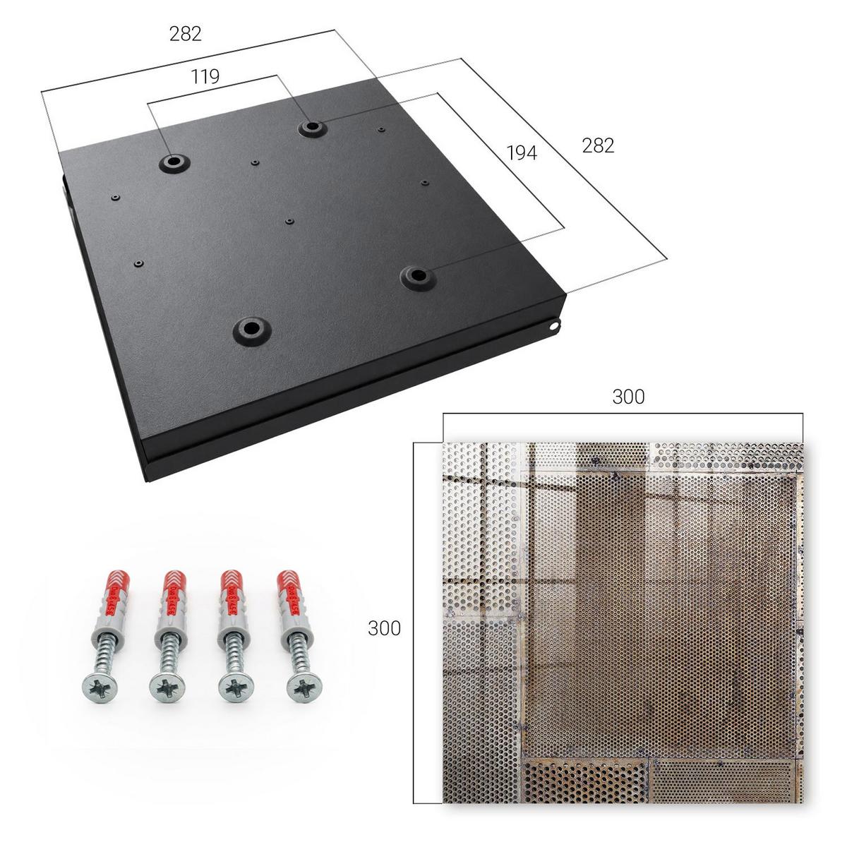 SCHLÜSSELBOX Schwarz 30x30 cm- Türöffnung nach rechts - Industriemuster - Braun, Metall (30/30/5cm) - TULUP