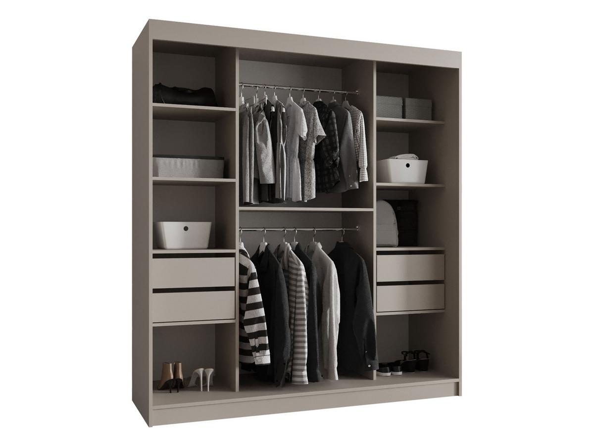 SCHWEBETÜRENSCHRANK Bahrajn 180 mit Schubladen - Silberfarben/Schwarz, Holzwerkstoff/Kunststoff (180/200/62cm) - MIRJAN24