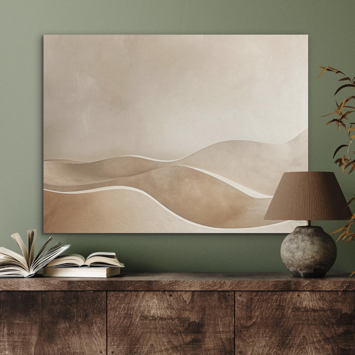 AKUSTIKBILD Beige - Natur - Abstrakt - Modern Gemälde 80x60 cm - Beige, Kunststoff (80/60/0.9cm) - MuchoWow