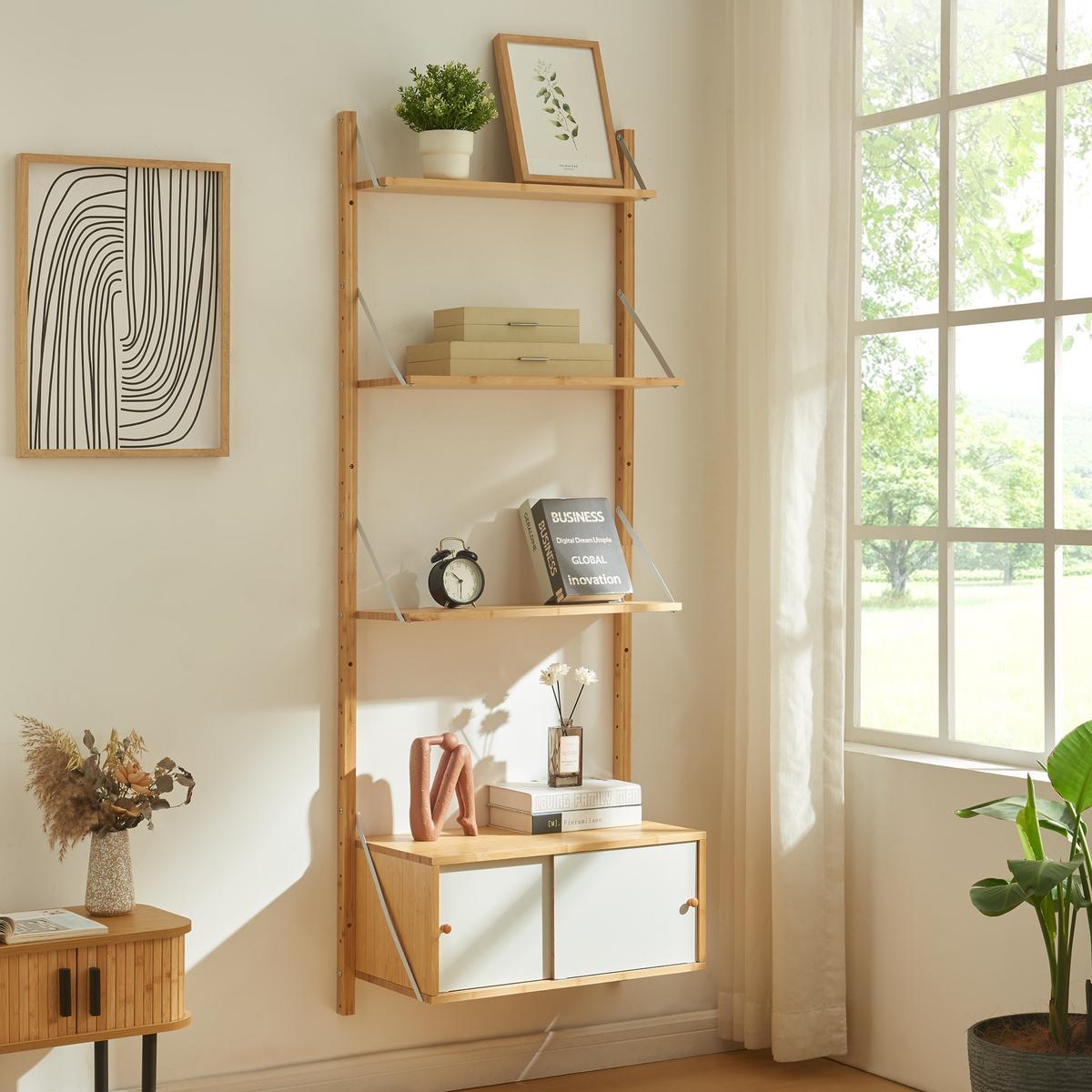 WANDREGAL Tingvoll - Naturfarben, Holz (65/176/34cm) - [en.casa]