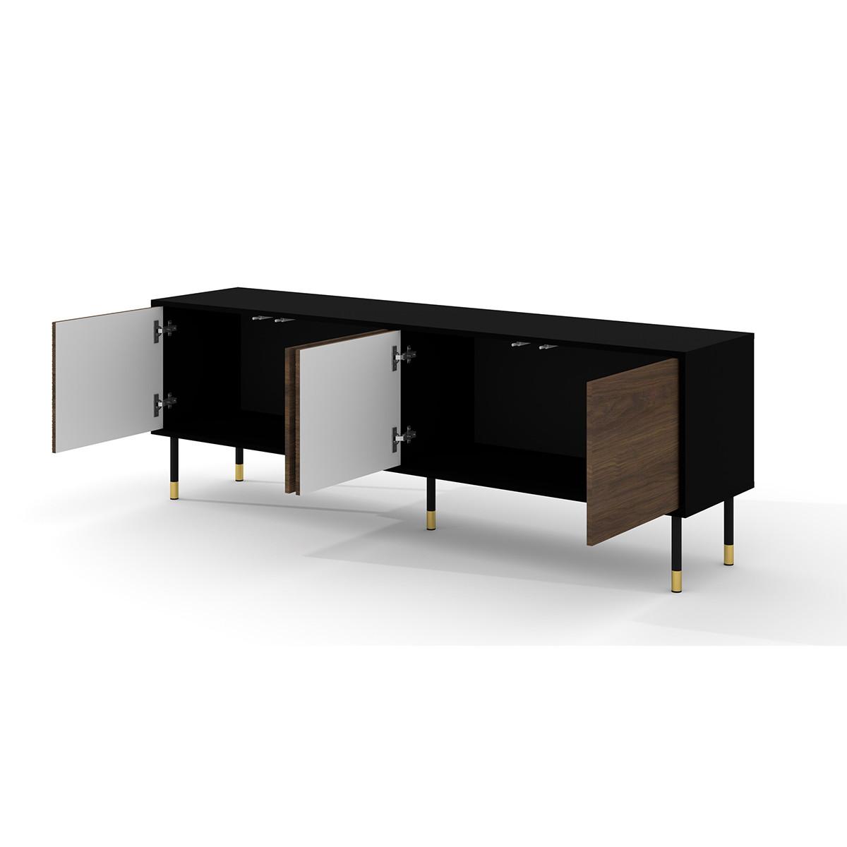 TV-MÖBEL Rani Holz und Schwarz - Schwarz, Holzwerkstoff (180/60/40cm) - Petits-meubles