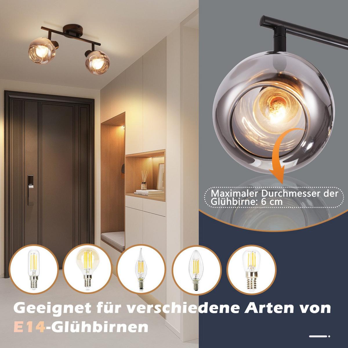 DECKENSTRAHLER Cottbus 2-flammig 30.3/11/19.5 cm - Schwarz, Metall (30.3/11/19.5cm) - Nettlife