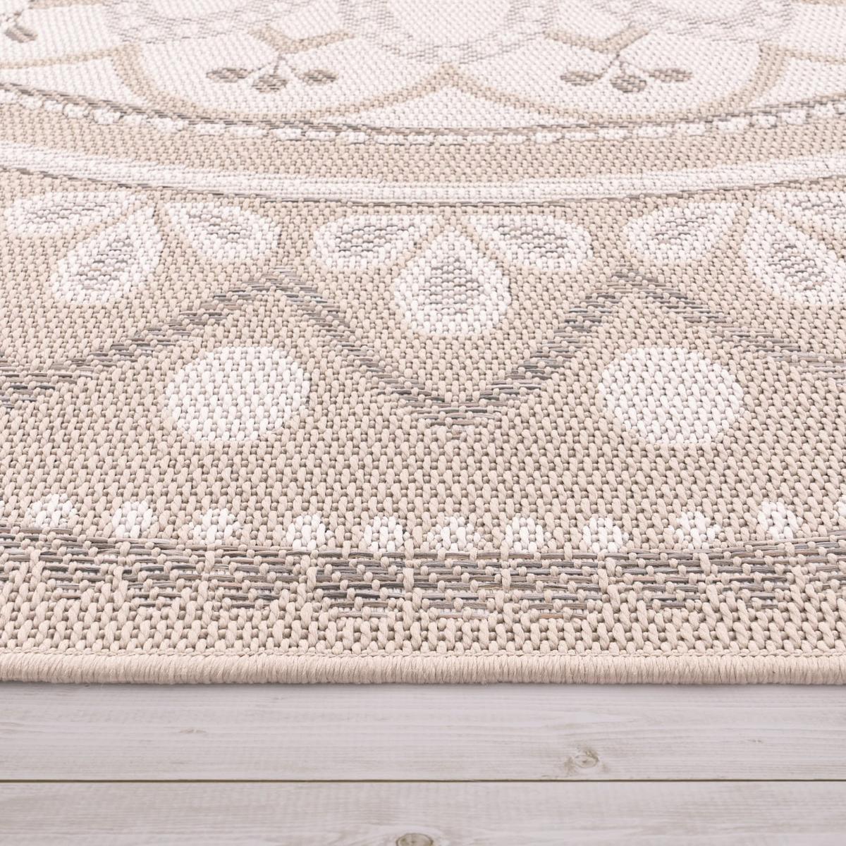 FLACHWEBTEPPICH, mit Mandala-Muster, Sand, 120 x 160 cm - Beige, Textil (120/160cm) - KADIMA DESIGN