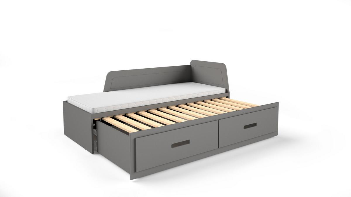 KINDERBETT MILANA mit Bettkasten 80X200 cm Anthrazit - Anthrazit, Holz (80/200cm) - MASSENO