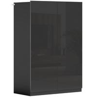 SCHUHSCHRANK Spanplatte MDF Schwarz - Schwarz Hochglanz/Schwarz, Holzwerkstoff (34/103/72cm) - HOMCOM