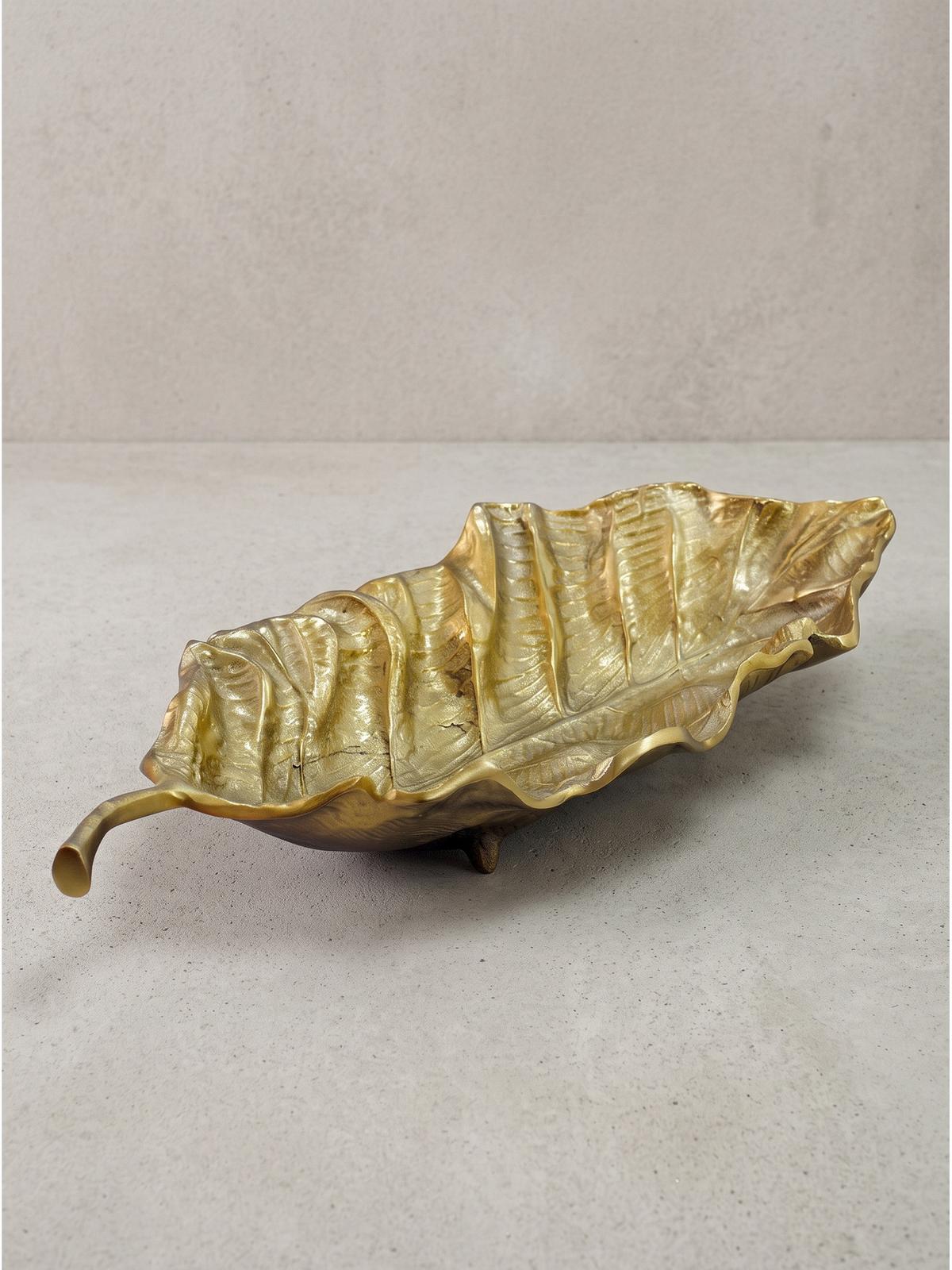 DEKOSCHALE SUBIACO, Aluminium, handgefertigt, Gold, 67 x 27 x 11 cm - Goldfarben, Metall (11cm) - KADIMA DESIGN